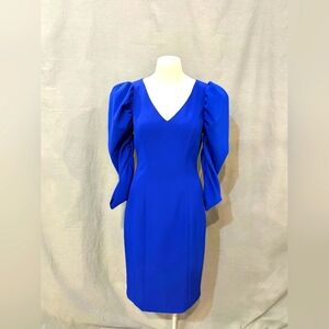 Posh Couture Blue Puff Sleeve Cocktail Dress